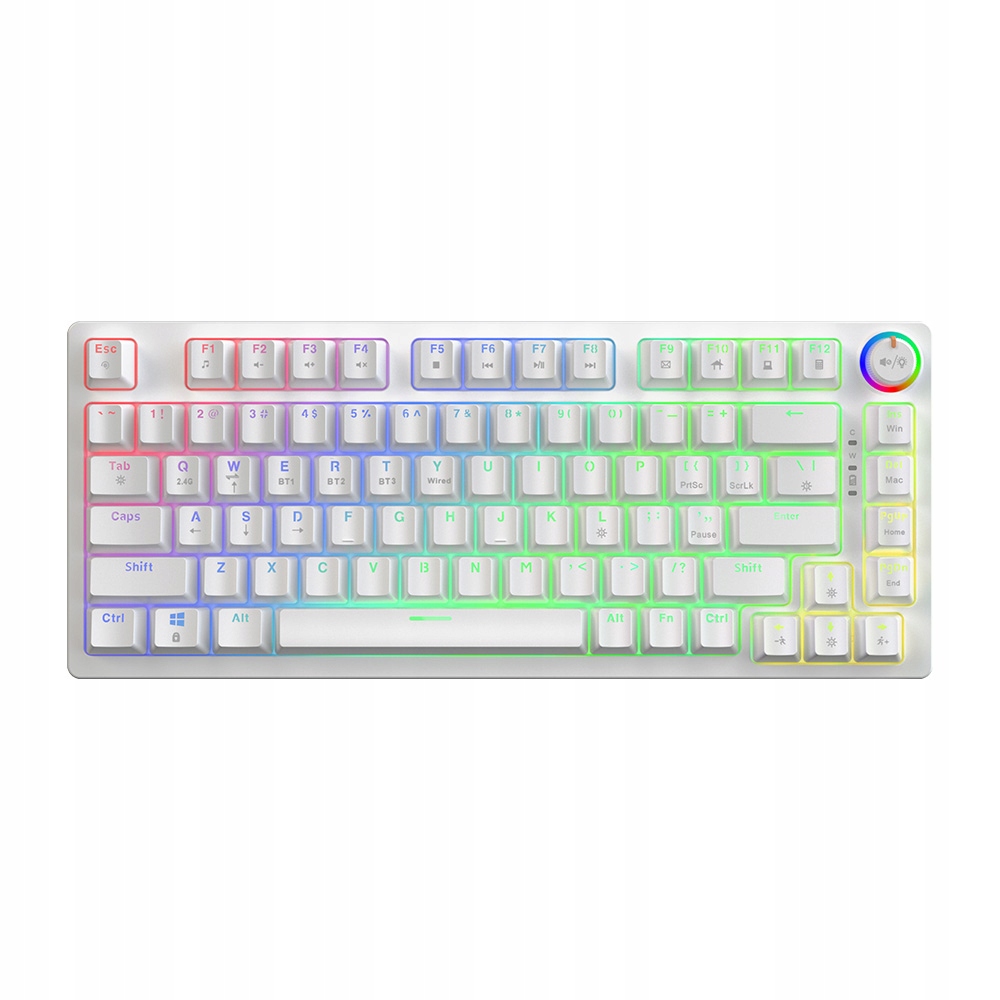 Bezdrôtová mechanická klávesnica Savio PHENIX WHITE Gateron Red Pro ABS